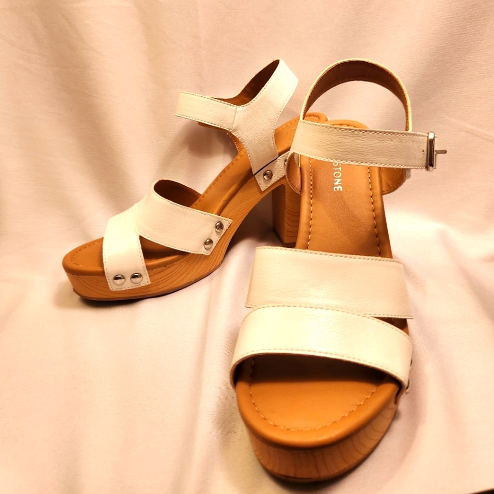 Sun and Stone 8 1/2 White high heels.
